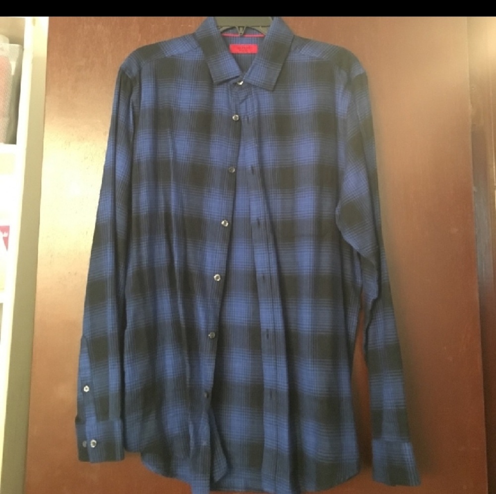 Alfani black and blue slim fit button down